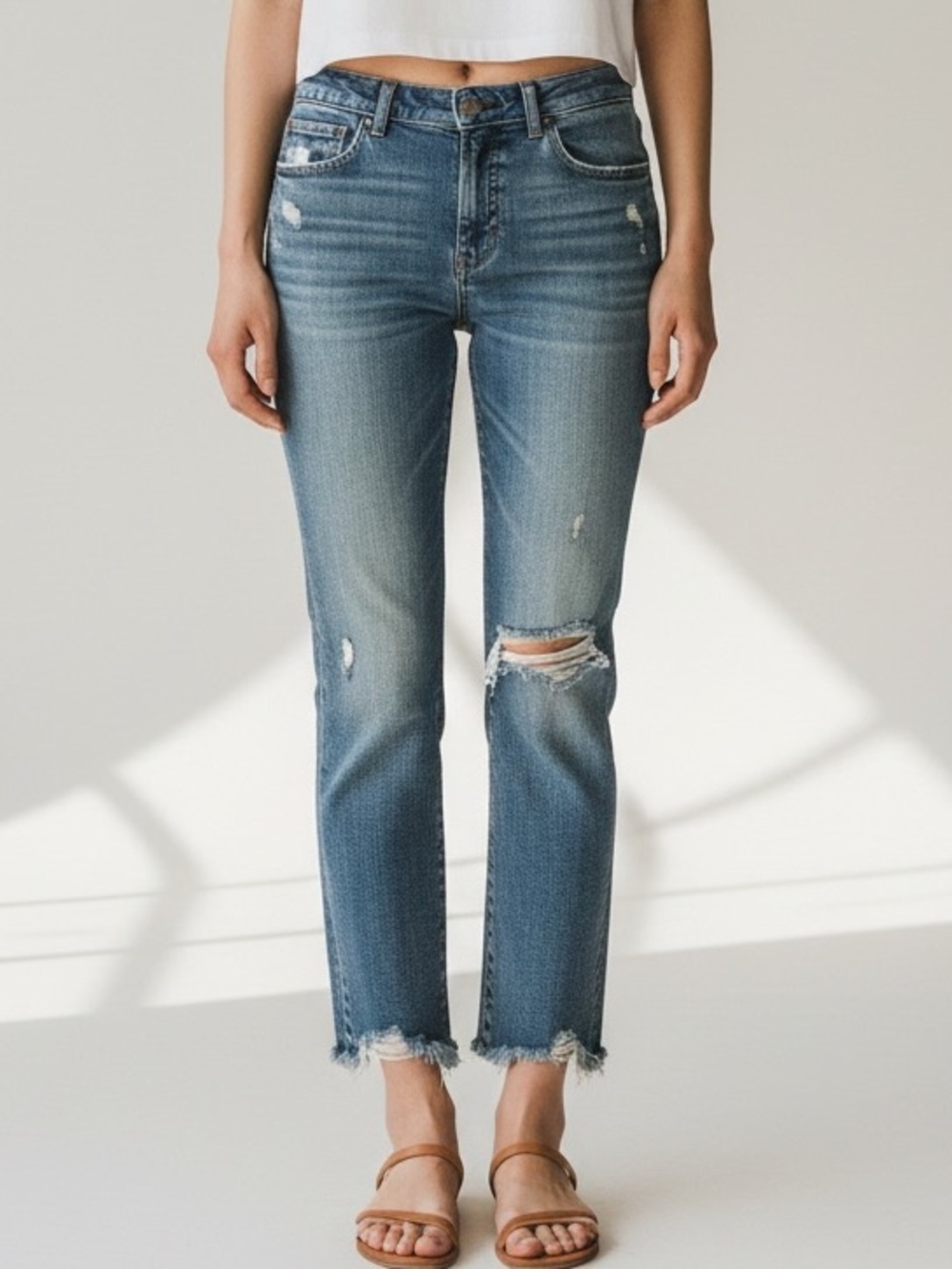 Moussy Vintage Women’s Distressed Straight Slim Jeans